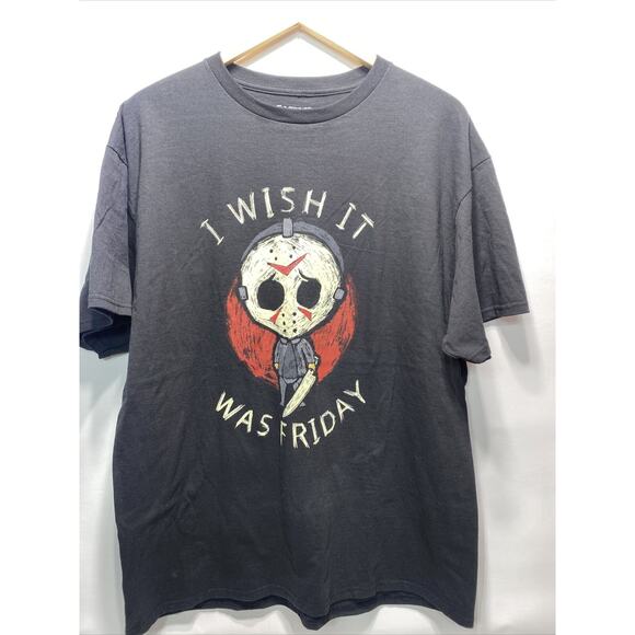 Friday The 13th Black Short Sleeve T-Shirt I Wish It Was Friday Men's XL 46-48 - Picture 1 of 7